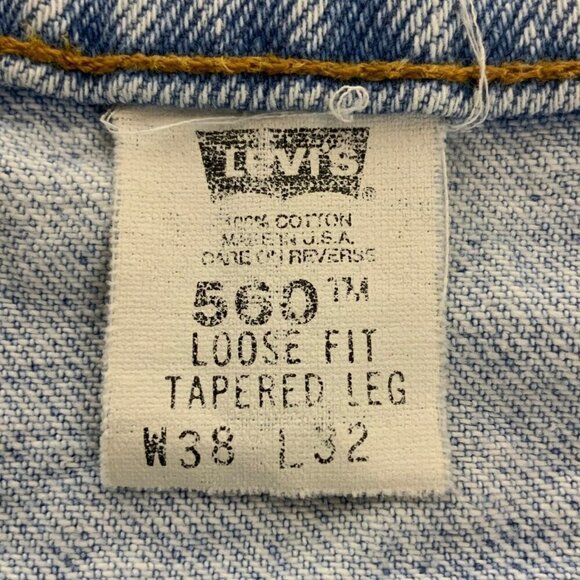 Vintage Levis 560 Loose Fit Tapered Jeans Mens Sz 38x32 Light Wash Denim HEMMED - Picture 5 of 9